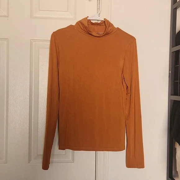 Renggli Mockneck Long Sleeve Shirt Ochre Orange Size Large - Picture 6 of 11